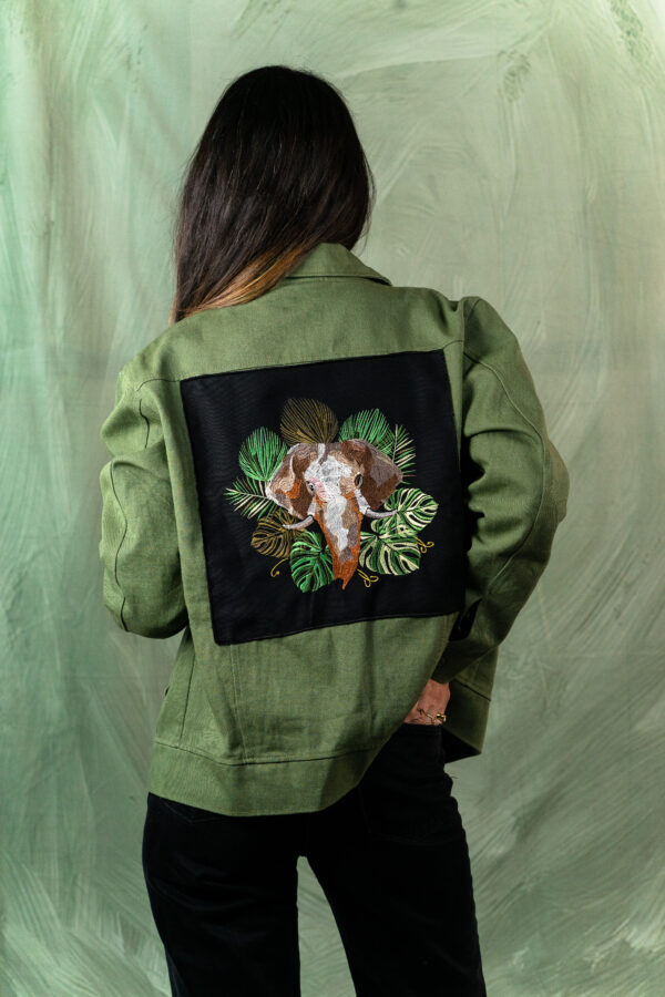 Veste Kaki - Broderie Éléphant
