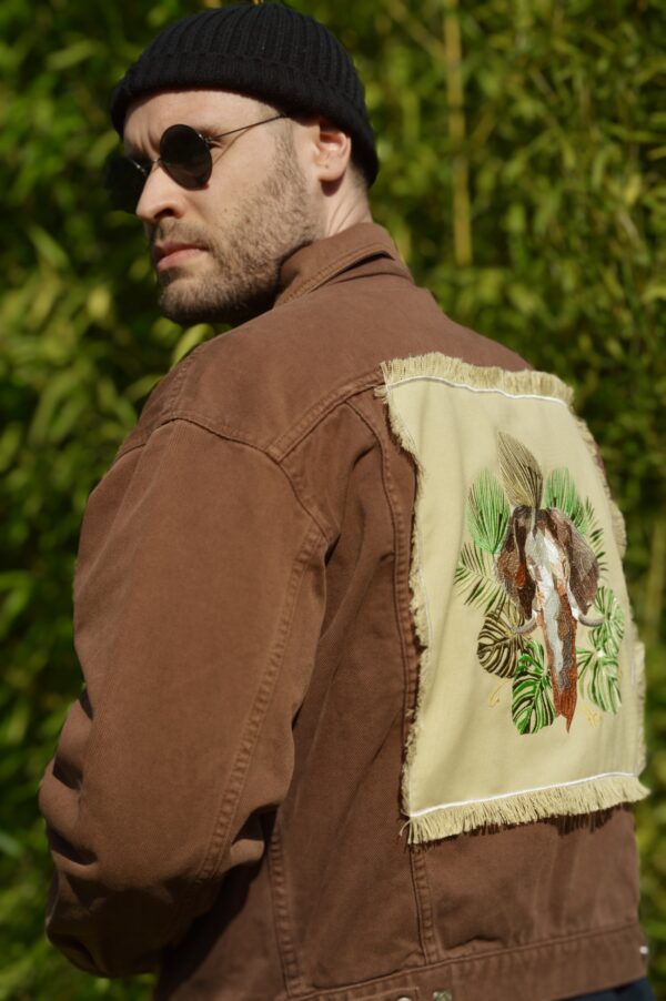 Veste Jean Marron - Broderie Éléphant