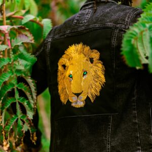 Veste Scar Jean Noir - Broderie Lion