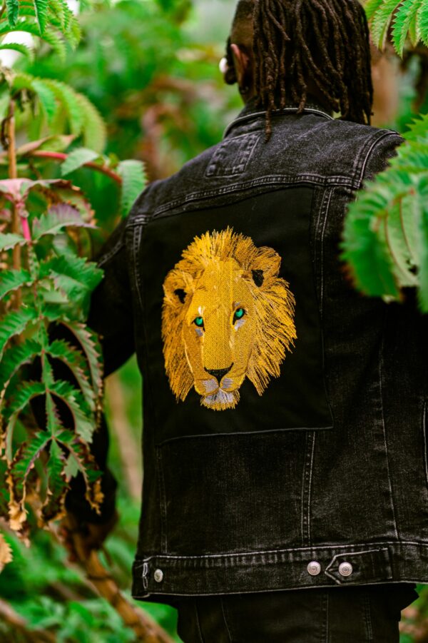 Veste Scar Jean Noir - Broderie Lion