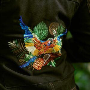 Veste Mamba Jean Noir - Broderie Perroquet