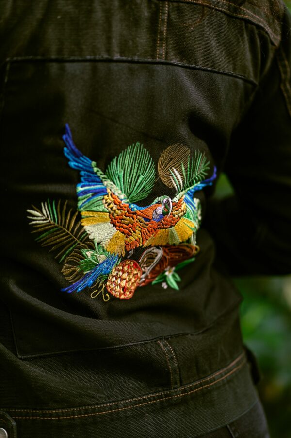 Veste Mamba Jean Noir - Broderie Perroquet