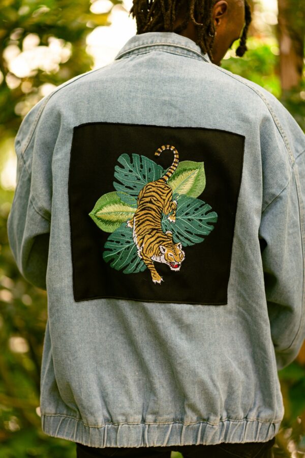 Veste Jean Bleu - Broderie Tigre