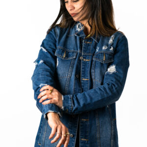 Veste Rasgado Jean Bleu Foncé - Broderie Éléphant