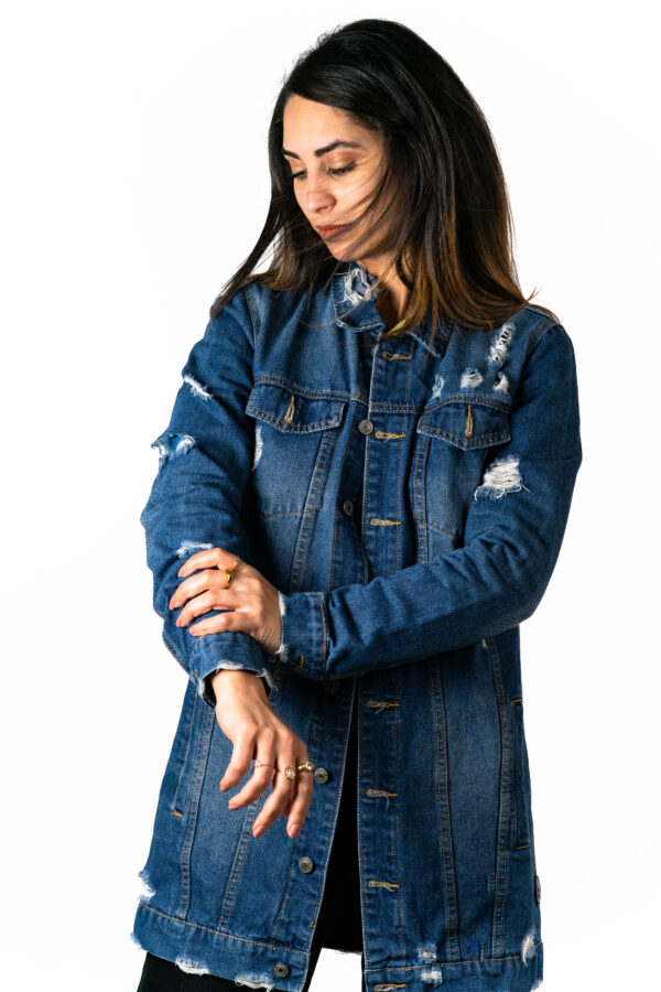 Veste Rasgado Jean Bleu Foncé - Broderie Éléphant