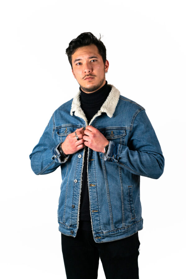 Veste Vogan Jean Bleu (Col Fausse Laine) - Broderie Tigre