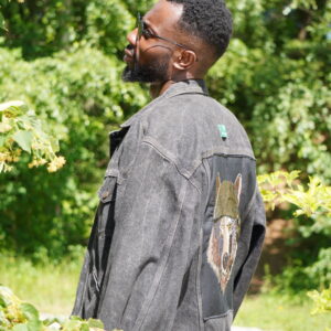 Veste Alfa Jean Noir - Broderie Loup