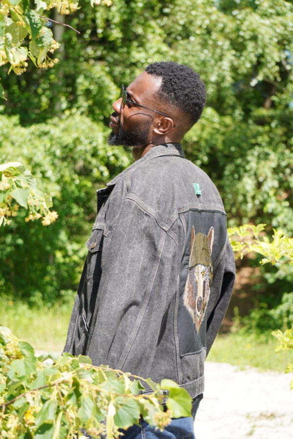 Veste Alfa Jean Noir - Broderie Loup
