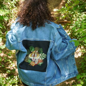 Veste Indica Jean Bleu - Broderie Tigre