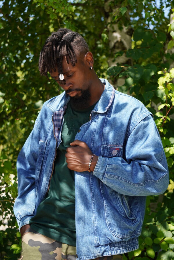 Veste Akama Jean Bleu Réversible - Broderie Loup