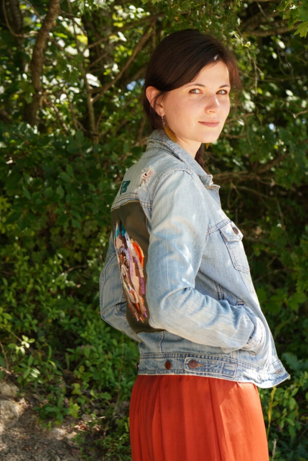 Veste Ama Jean Bleu - Broderie Chimpanzé