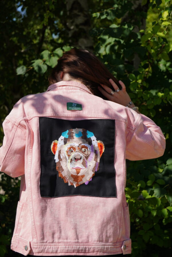 Veste Nita Jean Rose - Broderie Chimpanzé