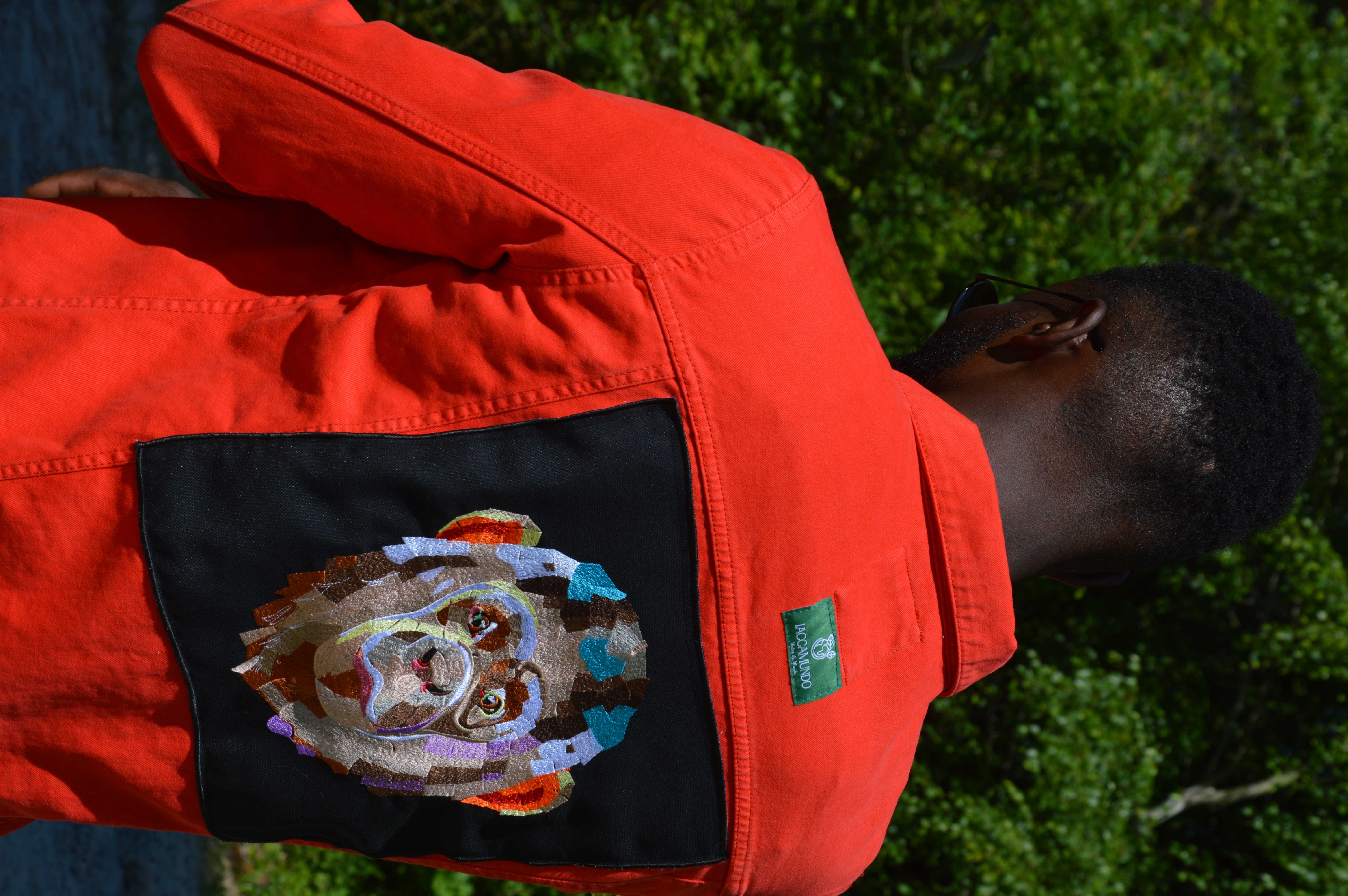 Veste Wapi jean Rouge - Broderie Chimpanzé