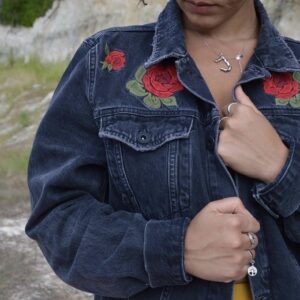 Veste Talara Brodée Jean Noir - Broderie Tigre