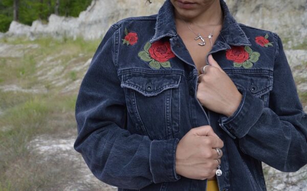 Veste Talara Brodée Jean Noir - Broderie Tigre