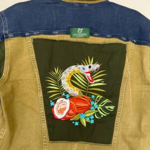 Veste Altheris Jean Bicolore Bleu / Kaki - Broderie Serpent