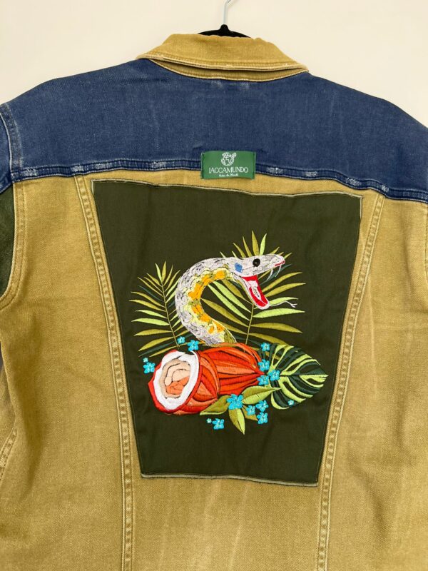Veste Altheris Jean Bicolore Bleu / Kaki - Broderie Serpent