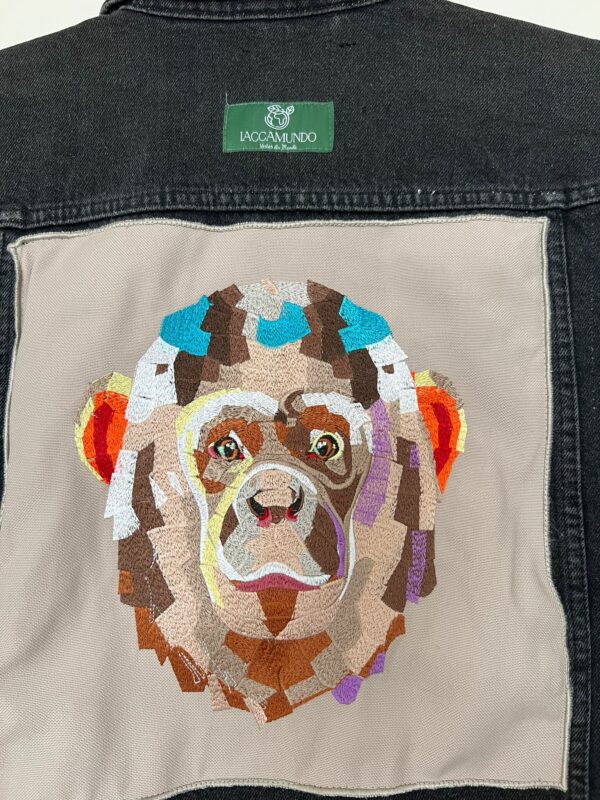 Veste Tékoa Jean Noir - Broderie Chimpanzé