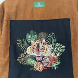 Veste Togo Velours Marron  - Broderie Tigre
