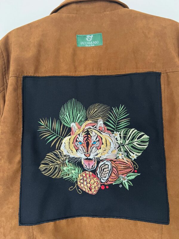 Veste Togo Velours Marron  - Broderie Tigre