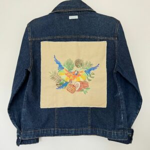 Veste Pajo Jean Bleu Marine - Broderie Perroquet